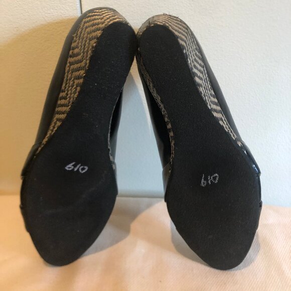 Anyi Lu Daphne black leather wedges w/ woven heels sz 39 - Picture 8 of 12